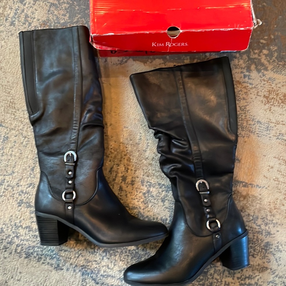 Kim Rogers “ Oster” Heeled Wide-Calf Black Boots